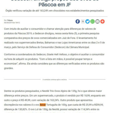 Sedecon divulga preços dos ovos de Páscoa em JF – Tribuna de Minas