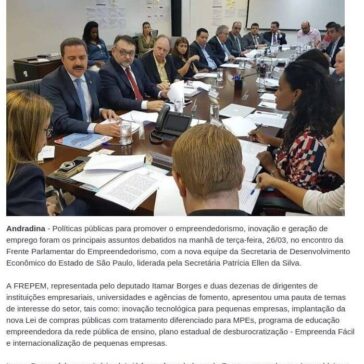 Frente Parlamentar do Empreendedorismo reúne-se com Secretária de Desenvolvimento Econômico- Portal Folha