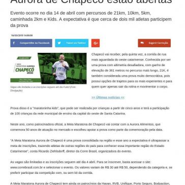 inscrições para a Meia Maratona Aurora de Chapecó estão abertas- DI Online