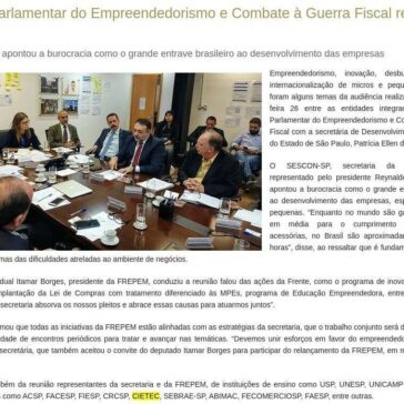 Frente Parlamentar do Empreendedorismo e Combate à Guerra Fiscal realiza reunião- Fenacon