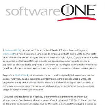 SoftwareONE lança Programa ONECLUB no mercado brasileiro- E-commerce News