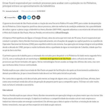 SP planeja reativar geração plena na usina Henry Borden- Brasil Energia