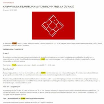 CARAVANA DA FILANTROPIA: A FILANTROPIA PRECISA DE VOCÊ!- APF