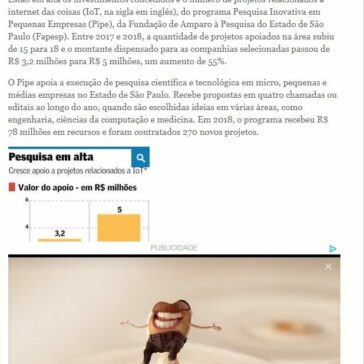 Cresce o financiamento a pesquisa para MPE- Valor Econômico (On-line)