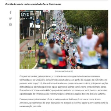 MAIS DE MIL ATLETAS JÁ ESTÃO INSCRITOS PARA MEIA MARATONA AURORA DE CHAPECÓ-ClicRDC