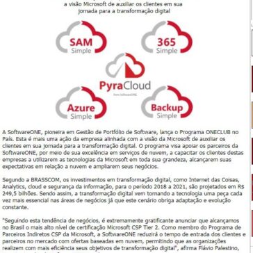SoftwareONE lança Programa ONECLUB no mercado brasileiro- Call to Call