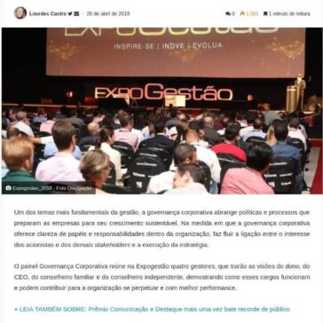 No painel Governança Corporativa da Expogestão 2019 alta performance e longevidade – Ego Notícias
