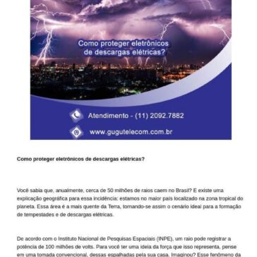 Como proteger eletrônicos de descargas elétricas?- Gugu Telecom Cabeamento Estruturado
