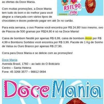 Ovos de Páscoa em oferta, doces e chocolates das melhores marcas e com ótimos descontos é na Doce Mania – Correio do Lago