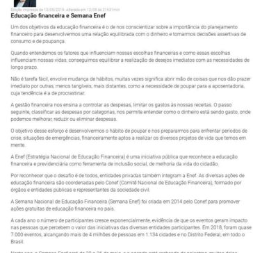 Educação financeira e Semana Enef -Jornal do Comércio