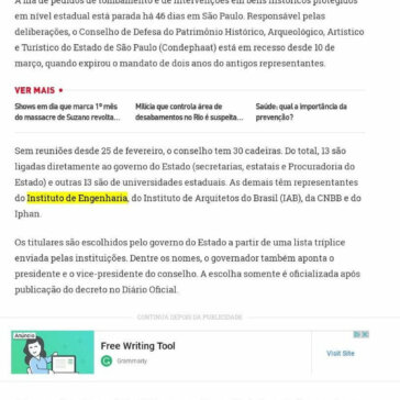 Sem nomeações, conselho estadual de patrimônio está parado há 46 dias em SP – Aqui Notícias