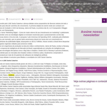 Com palestra sobre marketing digital, Jaime de Paula conduz primeiro almoço-debate do LIDE SC em 2019- ESTRUTURA de Comunicação e Assessoria de Imprensa