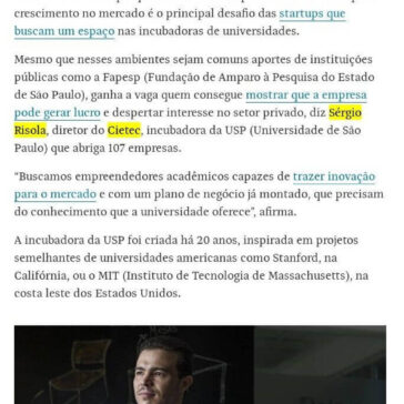Universidades ajudam aluno a transformar ideia em negócio -Folha de S. Paulo (On-line)