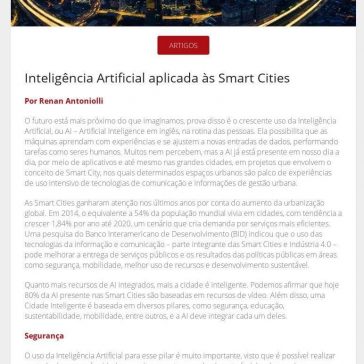 Inteligência Artificial aplicada às Smart Cities- Revista Segurança Eletrônica