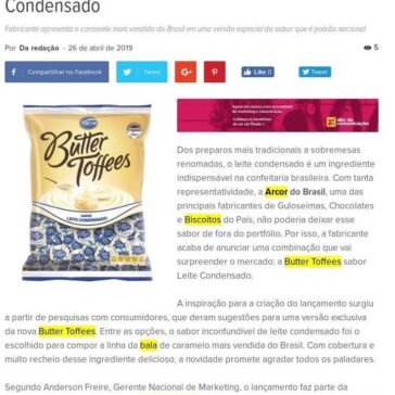 Arcor lança Butter Toffees sabor Leite Condensado – Abc da Comunicação