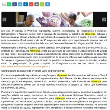 2ª edição do Wellfood Ingredients traz as mais recentes soluções para a indústria de alimentos e bebidas funcionais e saudáveis – Casa de Notícias