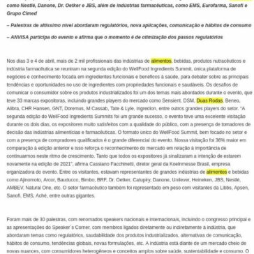 WWellFood Ingredients Summit consolida-se como vetor de inovações para a indústria de alimentos funcionais, nutracêuticos e saudáveis -Revista Laticínios