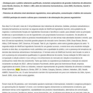 WellFood Ingredients Summit consolida-se como vetor de inovações para a indústria de alimentos funcionais, nutracêuticos e saudáveis – Revista it