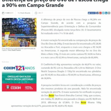Diferença de preço do Ovo de Páscoa chega a 90% em Campo Grande – Diário X