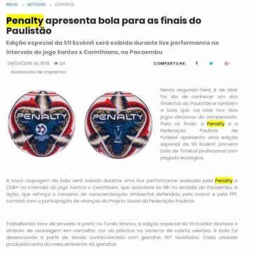 Penalty apresenta bola para as finais do Paulistão- JE Online