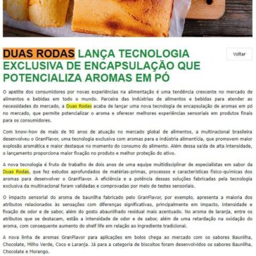 DUAS RODAS LANÇA TECNOLOGIA EXCLUSIVA DE ENCAPSULAÇÃO QUE POTENCIALIZA AROMAS EM PÓ – Italian Food