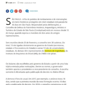 Sem nomeações, conselho estadual de patrimônio está parado há 46 dias em SP – Terra