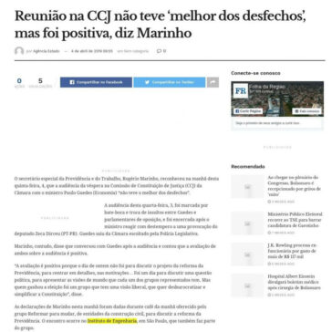 Reunião na CCJ não teve “melhor dos desfechos’, mas foi positiva, diz Marinho – Folha da Região