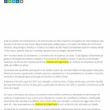Sem nomeações, conselho estadual de patrimônio está parado há 46 dias em SP – ISTO É