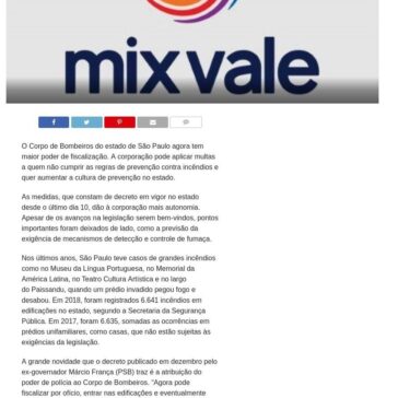 Novas regras anti-incêndio em SP aumentam função preventiva de bombeiros- Mix Vale