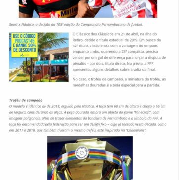A taça, as medalhas e a bola especial da final do Pernambucano de 2019- Cassio Zirpoli