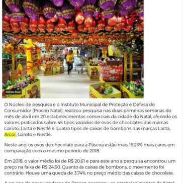 De acordo com a pesquisa do procon, ovos de Páscoa estão 16% mais caros neste ano em Natal/RN – Blog Jair Sampaio