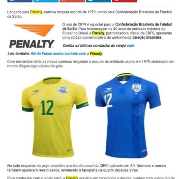 Camisa da Seleção Brasileira celebra os 40 anos da CBFS -Promoview