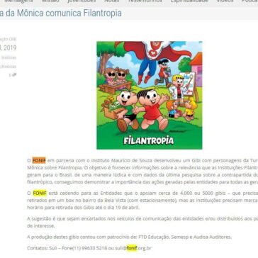 Turma da Mônica comunica Filantropia- CRB Nacional