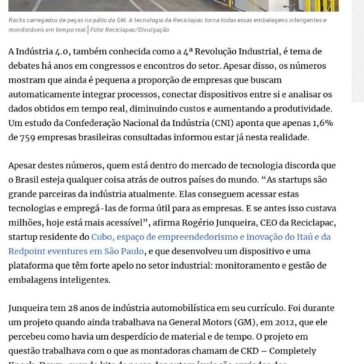 Startup monitora embalagens em tempo real e faz gigantes como GM e CNH economizarem milhões- Gazeta do Povo (Online)