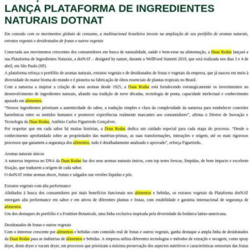 Duas rodas reforça portfólio de soluções inspiradas na natureza e lança plataforma de ingredientes naturais dotnat – Aditivos & Ingredientes