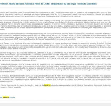 Catedral de Notre-Dame, Museu Histórico Nacional e Ninho do Urubu: a importância na prevenção e combate a incêndios- Agência o Globo