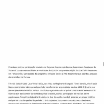 Em evento na Capital, João Barone conta a história do Brasil na Segunda Guerra- Informe Online/SC