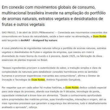 Duas Rodas lança plataforma de ingredientes naturais dotNAT – Diário Carioca