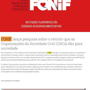 FONIF lança pesquisa sobre o retorno que as Organizações da Sociedade Civil (OSCs) dão para sociedade- Liga Solidária