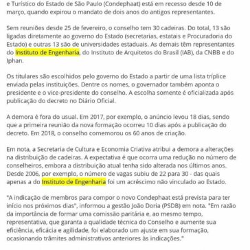 Sem nomeações, conselho estadual de patrimônio está parado há 46 dias em SP – Diário de Notícias (On-line)