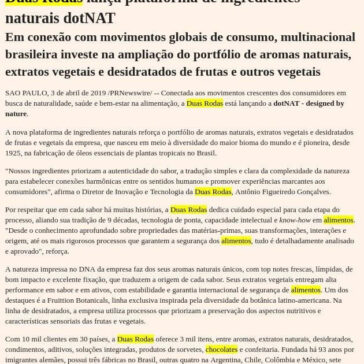 Duas Rodas lança plataforma de ingredientes naturais dotNAT – Infinito Pensamento