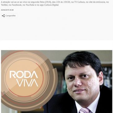 Roda Viva entrevista o ministro da Infraestrutura, Tarcísio Gomes de Freitas- TV Cultura