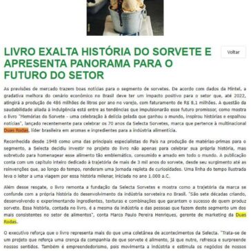 LIVRO EXALTA HISTÓRIA DO SORVETE E APRESENTA PANORAMA PARA O FUTURO DO SETOR – Italian Food