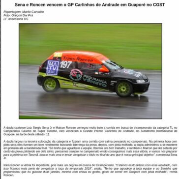 Sena e Roncen vencem o GP Carlinhos de Andrade em Guaporé no CGST -Motor Online