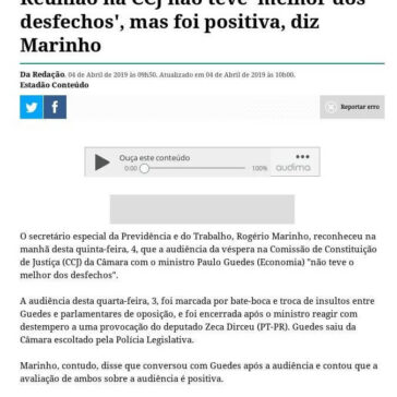 Reunião na CCJ não teve ‘melhor dos desfechos’, mas foi positiva, diz Marinho- Meon