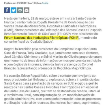 Santa Casa de Franca recebe visita do presidente da Confederação -Jornal da Franca