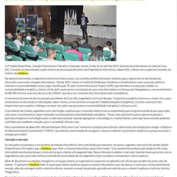 Evento no Crea-MG apresenta desafios e soluções da energia fotovoltaica- Crea-MG