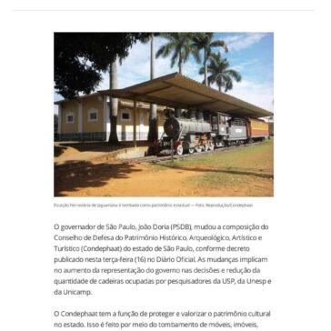 Doria muda Condephaat, aumenta participação do governo e reduz a de universidades- G1 São Paulo