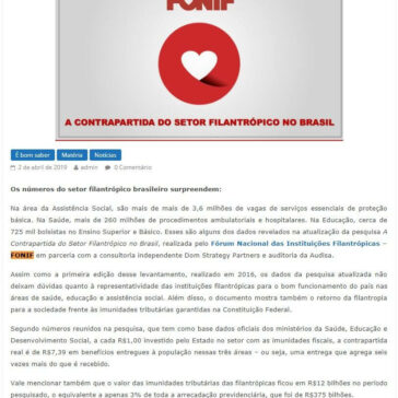 Os números do setor filantrópico brasileiro surpreendem:- Sinibref MG