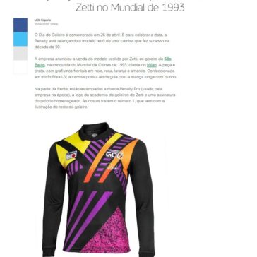 Penalty lança modelo retrô inspirado em camisa de Zetti no Mundial de 1993- UOL